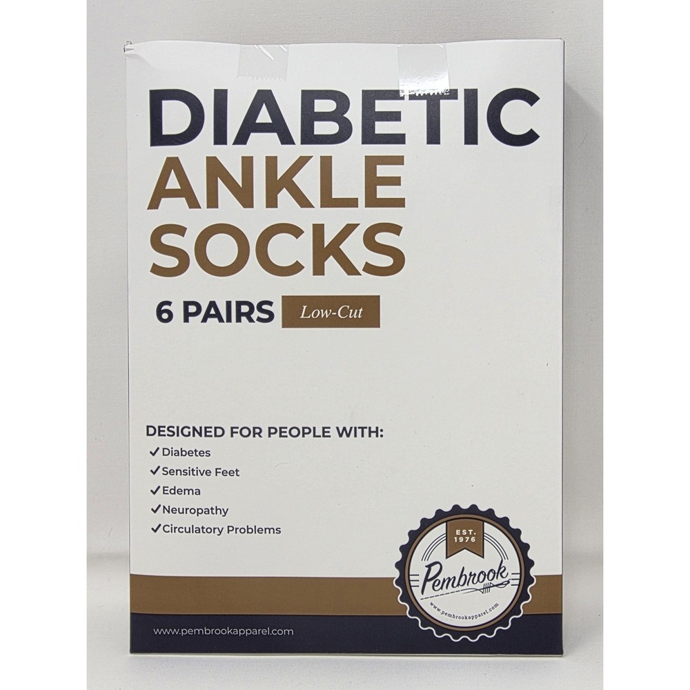 Pembroke Diabetic Ankle Socks 6 Pair Pack Large Cushion Seamless Bright NEW